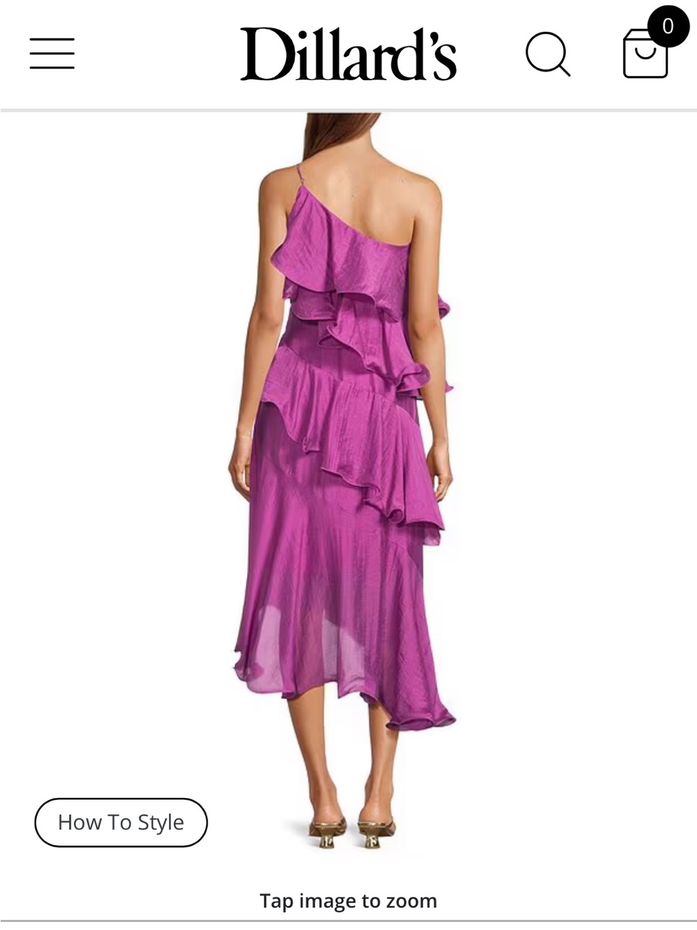 Dillard's One-Shoulder Ruffle Midi Dress in Magenta